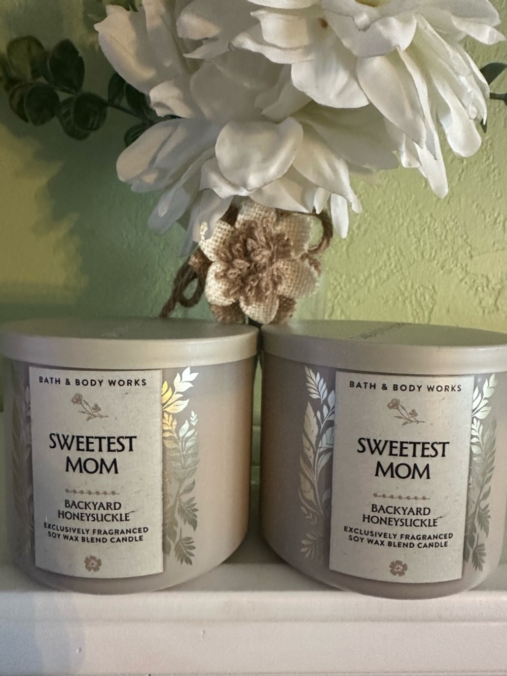 Bath & Body Works Sweetest Mom Backyard Honeysuckle Candle X2